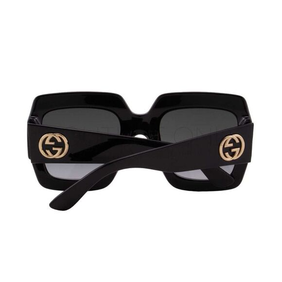 New Gucci Women Sunglasses Black Oversized Square GG0053SN-001 Gray Gradient - Picture 8 of 11